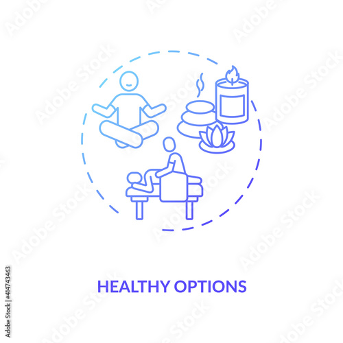 Healthy options concept icon. Business travel during covid pandemic idea thin line illustration. New travel conditions. Service adaptation. Business trip. Vector isolated outline RGB color drawing.