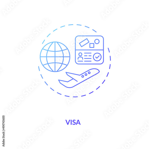 Visa concept icon. Business travel during covid pandemic idea thin line illustration. Exciting journey. Required travel documents. Vector isolated outline RGB color drawing. Editable stroke