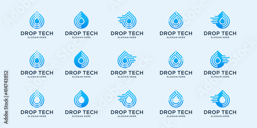 set of technology water drop logo