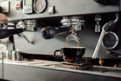coffee making staff in cafe  espresso machine