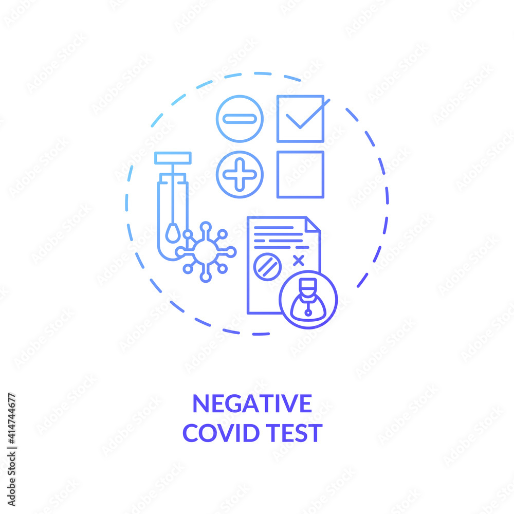 Negative covid test concept icon. Business travel during covid 19 idea