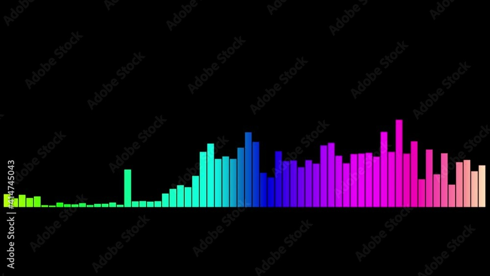 Animation of audio visualizer on black background. Color music equalizer Animation of audio visualizer on black background. Color music equalizer