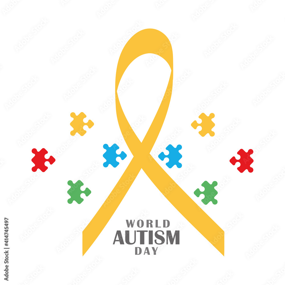 Fototapeta premium autism awareness day ribbon and puzzles campaign