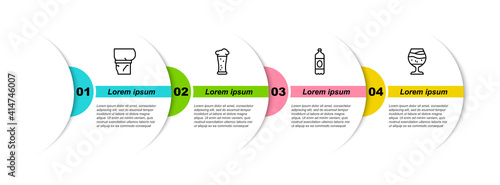 Set line Beer belly, Glass of beer, Plastic bottle and . Business infographic template. Vector.