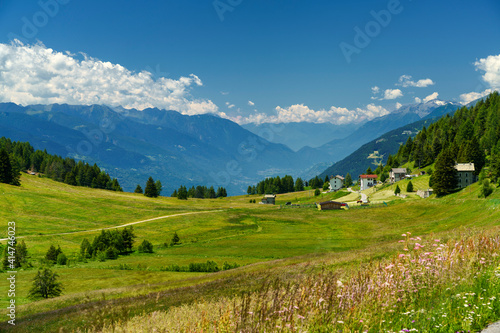 Fototapeta Naklejka Na Ścianę i Meble -  Mountain landscape at summer along the road from Mortirolo pass to Aprica