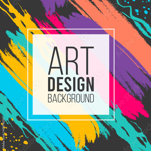 Art design black business background with modern colorful splash paint drawing grunge brush banner.Design template flyer, card,social media cover, brochures, vector frame graphics dynamic for hipsters