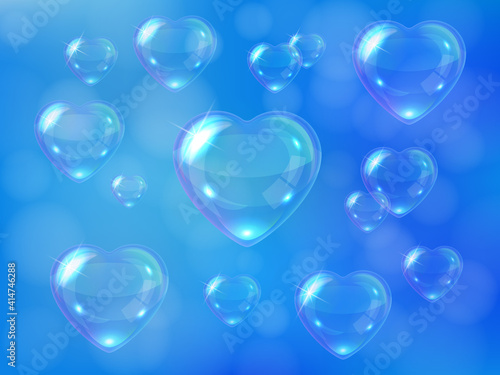 Soap bubbles made in the shape of a heart