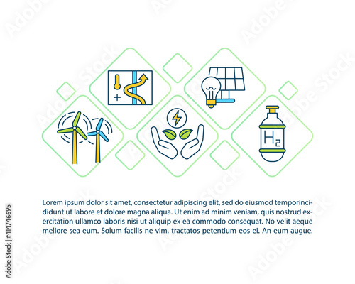 Clean energy concept icon with text. Global warming. Clean energy production. Environmental protection. PPT page vector template. Brochure, magazine, booklet design element with linear illustrations
