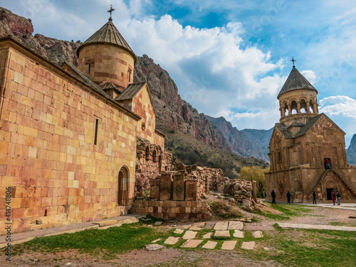The ancient Noravank monastery complex is located in a gorge with picturesque red rocks. Armenia