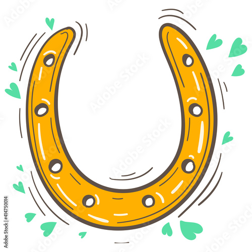 Saint Patrick's Day hand drawn graphic illustration. Horseshoe