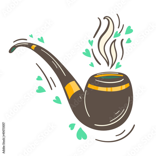 Saint Patrick's Day hand drawn graphic illustration. Pipe