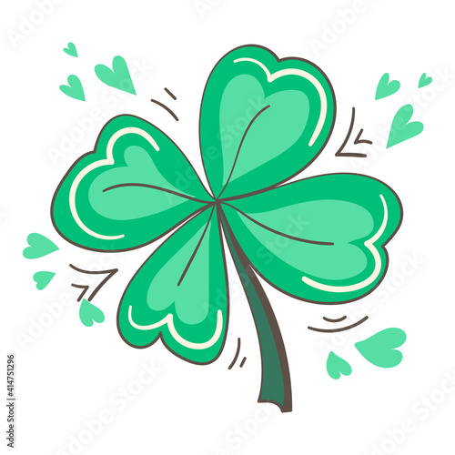 Saint Patrick's Day hand drawn graphic illustration. Clover