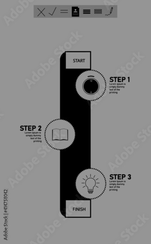 Infographic Vector - gray and black icons