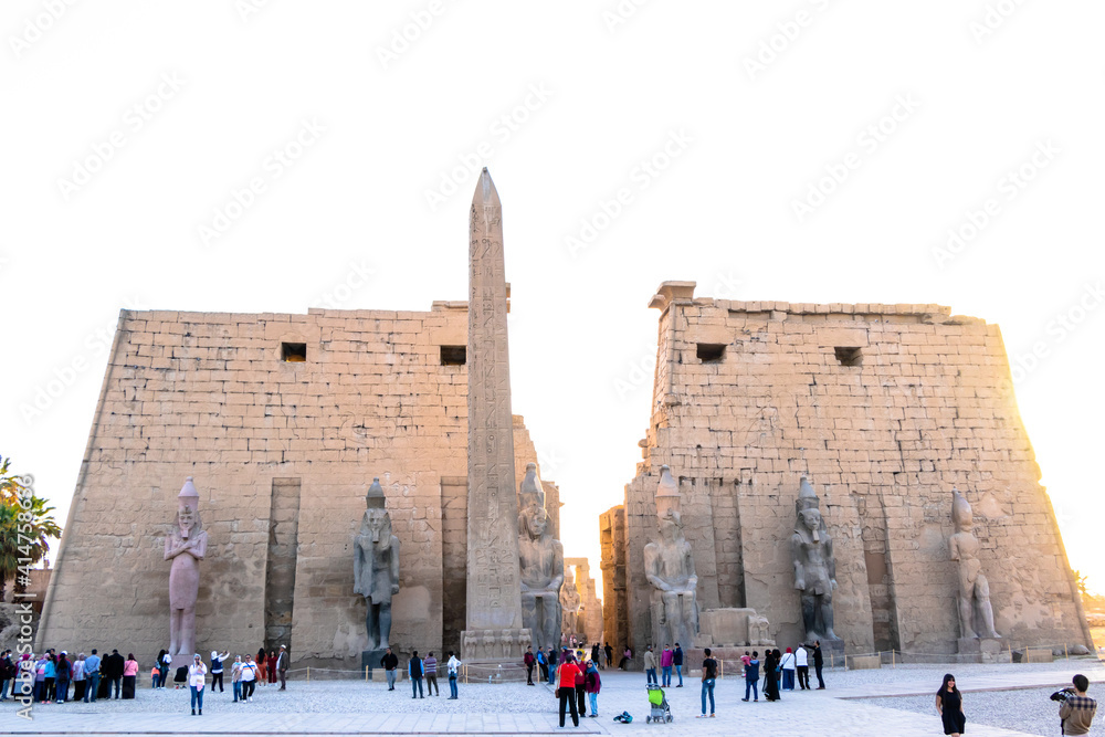 entrance to luxor temple, a large ancient egyptian temple complex located on the east bank of the Nile river in Luxor (ancient Thebes) .it was consecrated to the god Amon-Ra