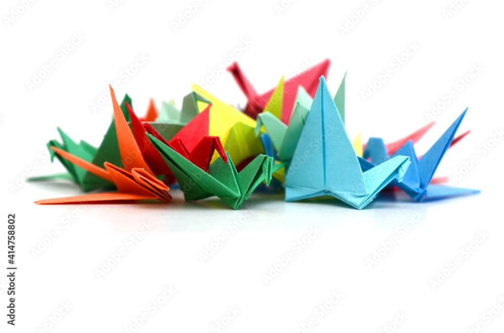 Colorful origami birds