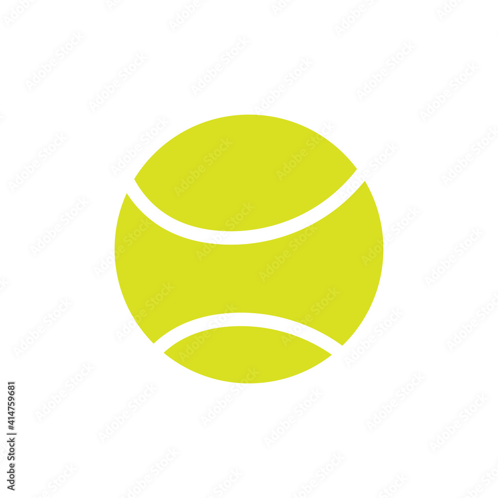 Sport vector tennis ball game icon equipment illustration. Symbol tennis ball green isolated sphere competition circle recreation round object icon.' Sports ball element closeup simplicity with curve