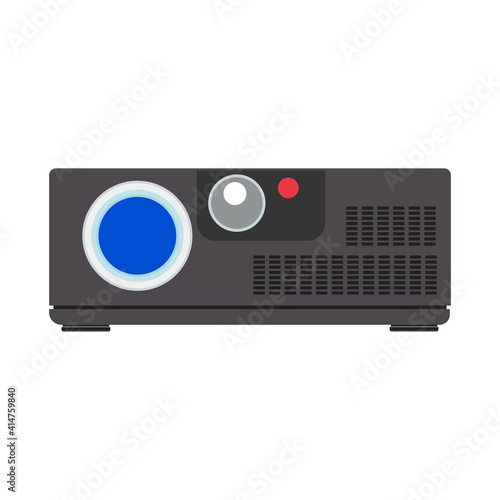 Video projector cinema vector illustration equipment icon. Film movie video projector black sign. Entertainment media screen presentation cinema business slide. Conference office tool equipment