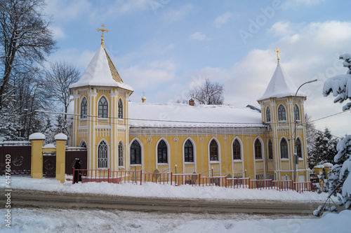 Bryansk, Russia January 2021. The mansion of the timber merchant Mikhail Avraamov, built in the second half of the XIX century. Now the residence of the Metropolitan of Bryansk and Sevsky.