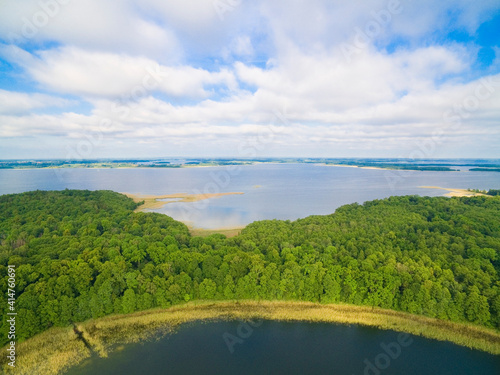 Aerial view of Mamry Lake a...