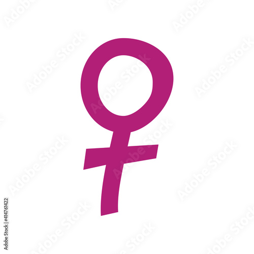 Logotipo símbolo femenino con lineas hechas a mano en color morado