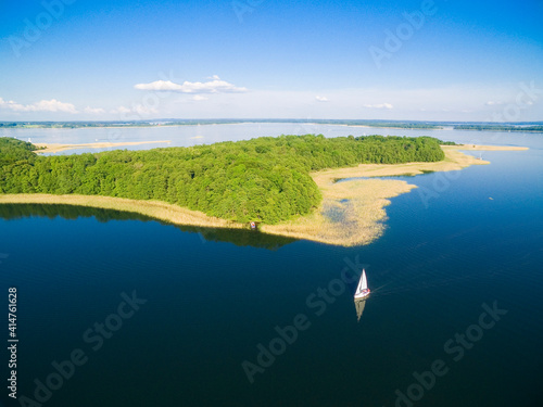 Aerial view of Mamry Lake a...