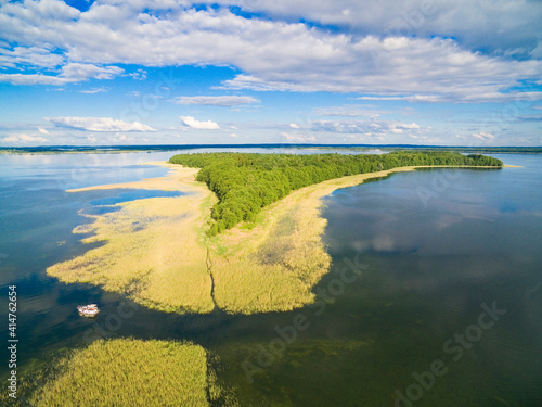 Aerial view of Mamry Lake a...