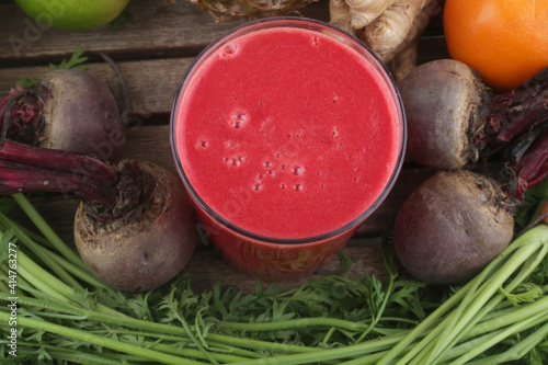 red juice with beet as healthy detox photo