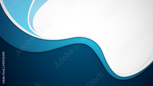 Abstract background in blue color. Blue curve vector background with white spaces for design