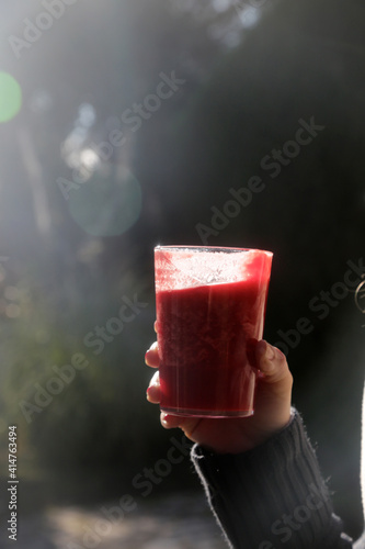 red juice with beet as healthy detox photo