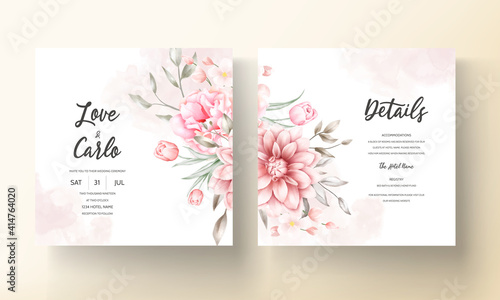 Elegant wedding invitation card with beautiful floral ornaments