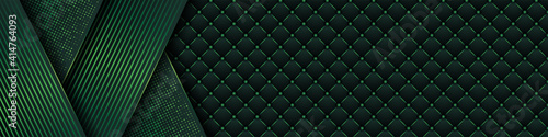 Luxury dark green background with backdrop overlap layer . Deep emerald pattern with vintage leather texture premium royal party