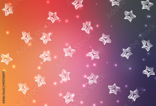 Light Pink, Yellow vector backdrop with small and big stars.