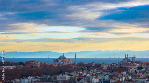 Hagia Sophia and Sultanahmet Mosque from Galata Tower © senerdagasan