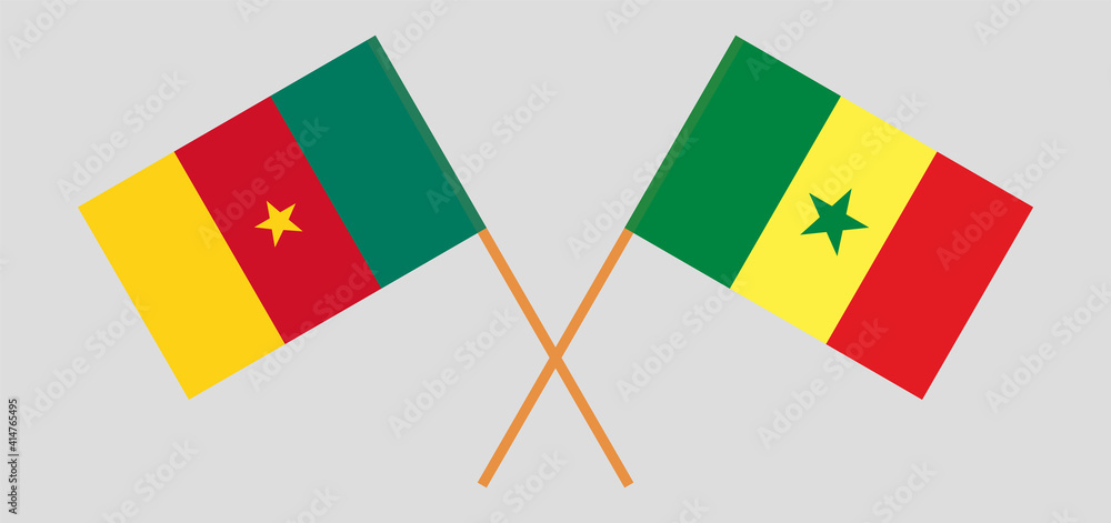 Crossed flags of Cameroon and Senegal Crossed flags of Cameroon and Senegal