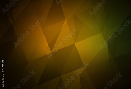 Dark Green, Yellow vector gradient triangles template.