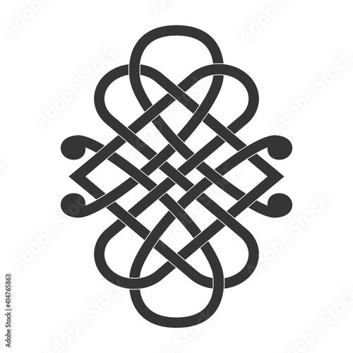 monochrome icon with Celtic knot ethnic art ornaments