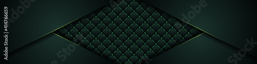 Luxury dark green background with backdrop overlap layer . Deep emerald pattern with vintage leather texture premium royal party