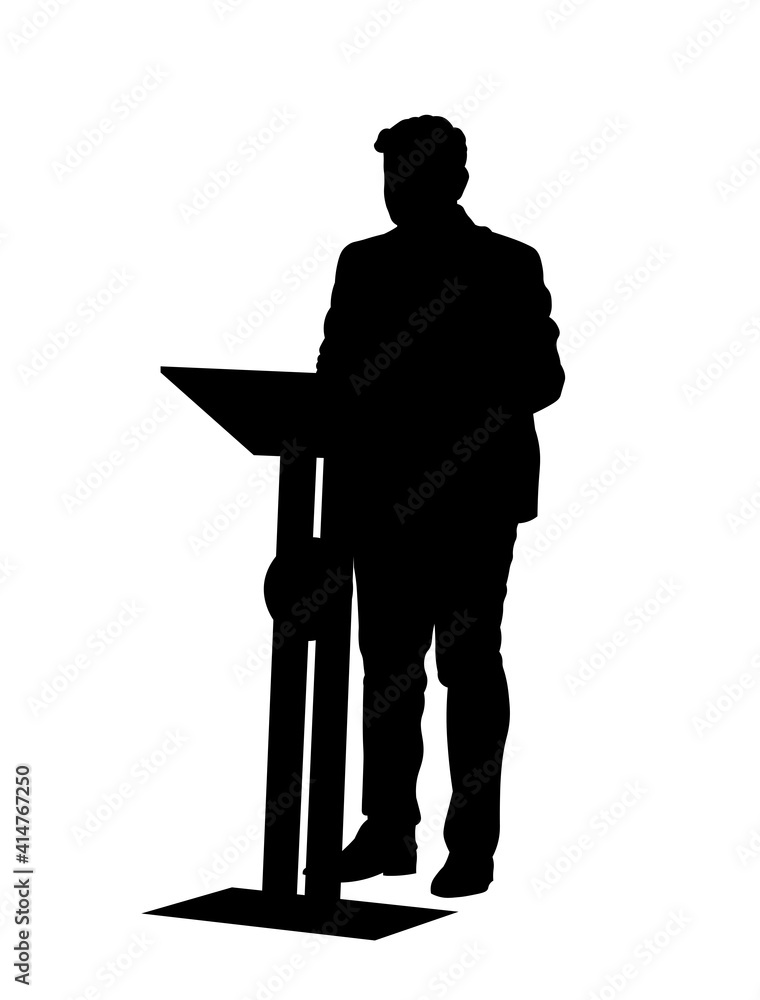 Speaker standing silhouette vector illustration isolated on white