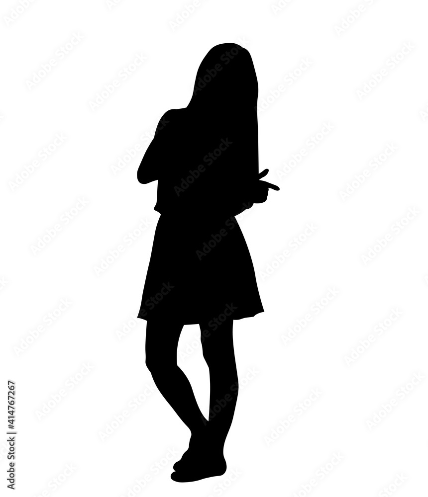 Girl posing silhouette vector illustration isolated on white background