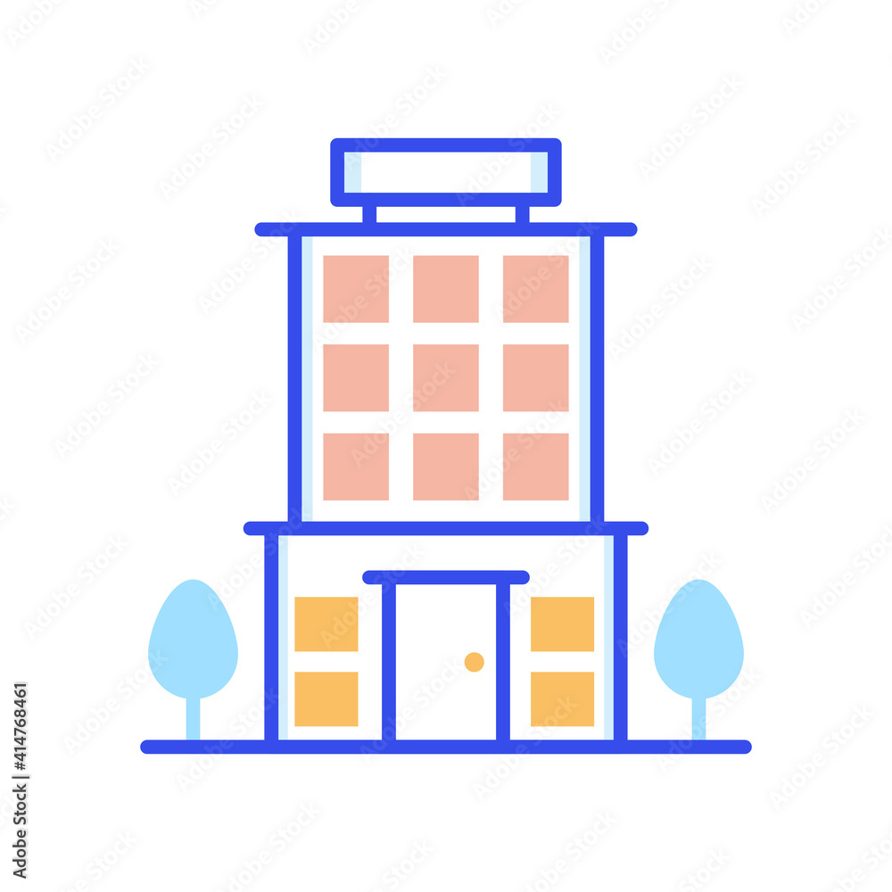Fototapeta premium Townhall Vector color line icon style illustration.