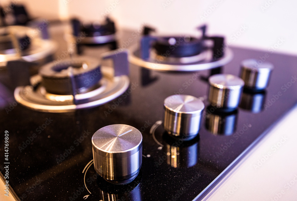 Modern Kitchen Gas Stove Close up look Modern Kitchen Gas Stove Close up look