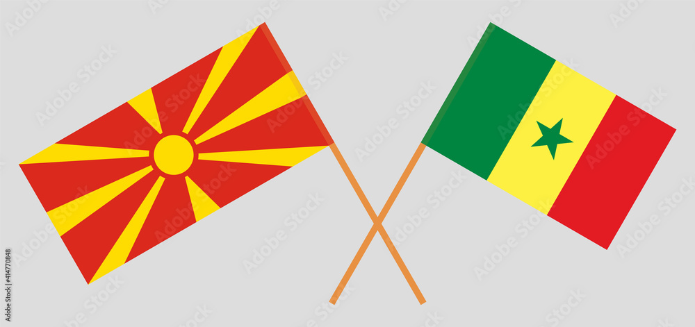 Crossed flags of North Macedonia and Senegal