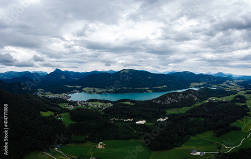 drone photo on lake Mondsee at Upper Austria, Oberosterreich photo