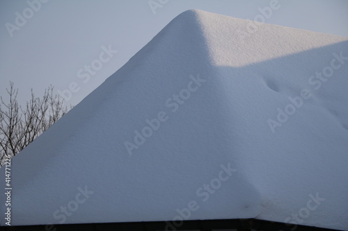 Lots of snow on the roof, winter in Germany