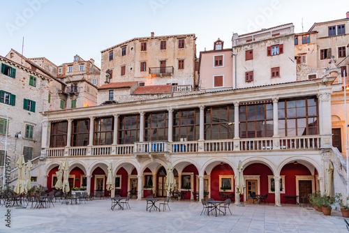 Sunrise view of town hall of Croatian town Sibenik photo