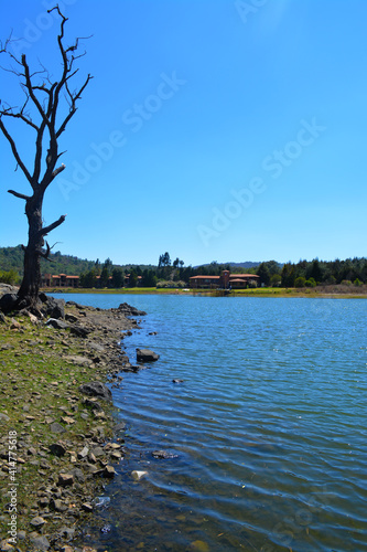 Paisaje natural a orillas de presa o lago en Tapalpa, Mexico