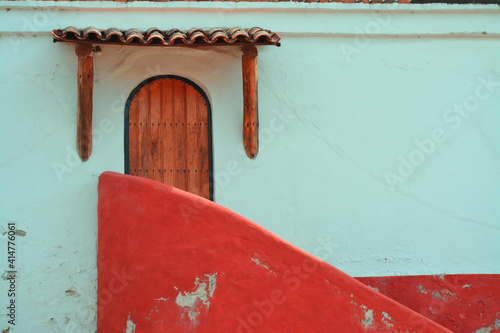 Fachada rústica y colorida de pueblo mágico en Mexico photo