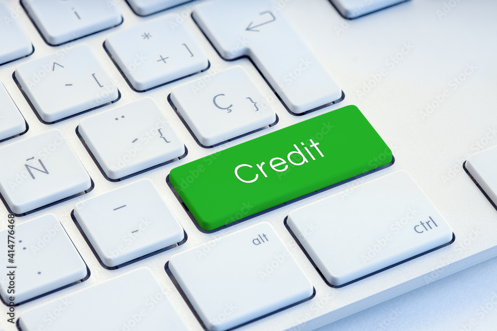 Credit Word on green computer Keyboard Key Credit Word on green computer Keyboard Key