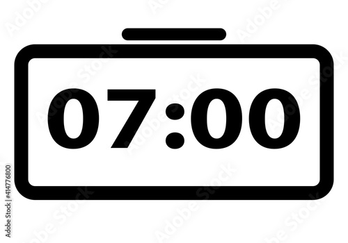 Icono de reloj despertador digital. Alarma de despertador. Siete horas