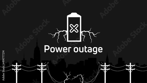  Power outage banner. Warning poster with icon of electricity.
